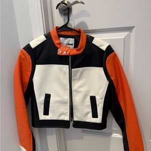 Fashion Nova Black and Orange Jacket